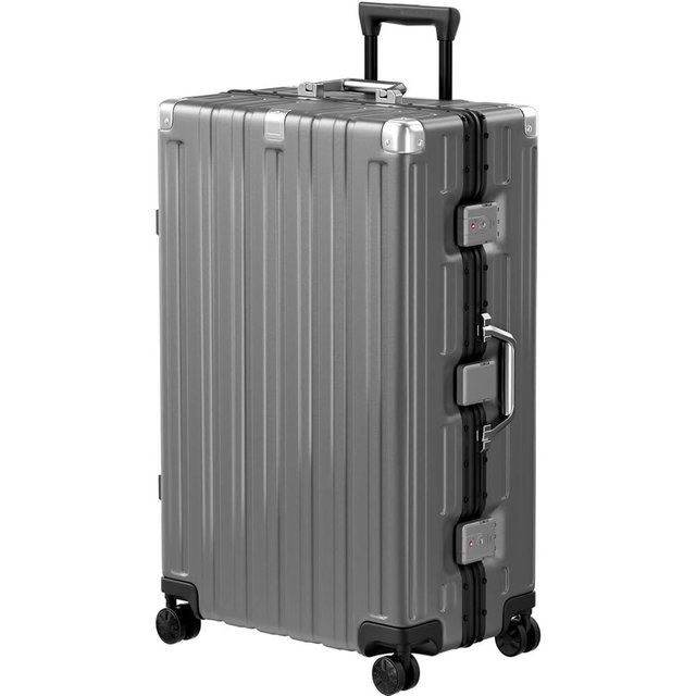 Krute Aluminum Frame Luggage 28 Inch Checked Suitcase with Spinner Wheels TSA Approved No Zipper Hard Shell Luggage PC+ABS Travel Suitcase