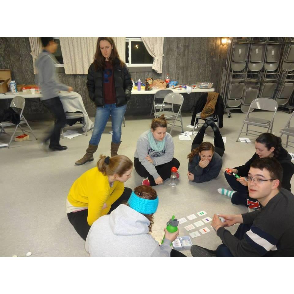 Aubrie's favorite Newman retreat was Cor, which Matthew was in charge of. The card game in this picture is called "Set." Aubrie is much better than Matthew at Set.