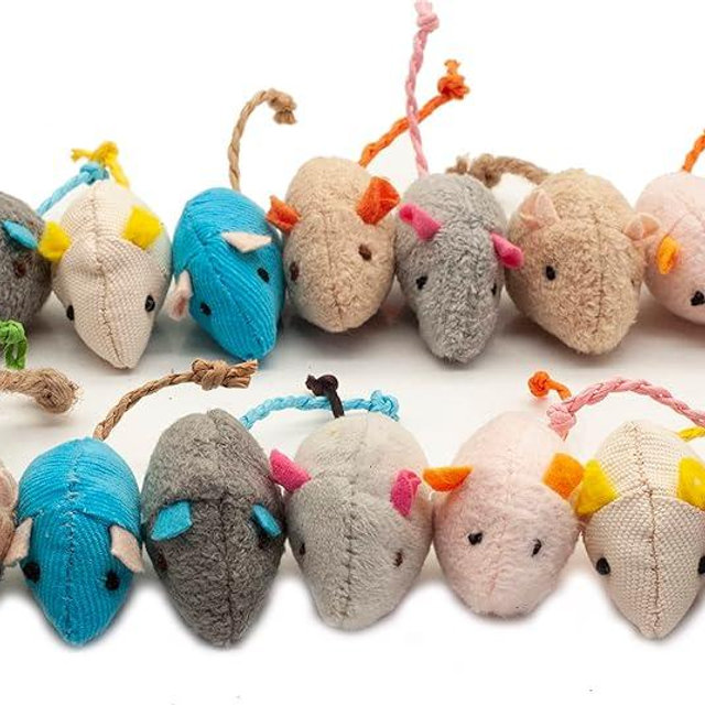 Fashion's Talk Cat Mice Toy 18-Pack Plush Catnip-Filled Mice Toys for Indoor Cats - Realistic Design, 9 Assorted Colors, 2 of Each, Value Pack