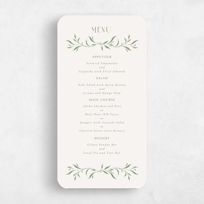Green Rounded Wedding Menu - Clairemont