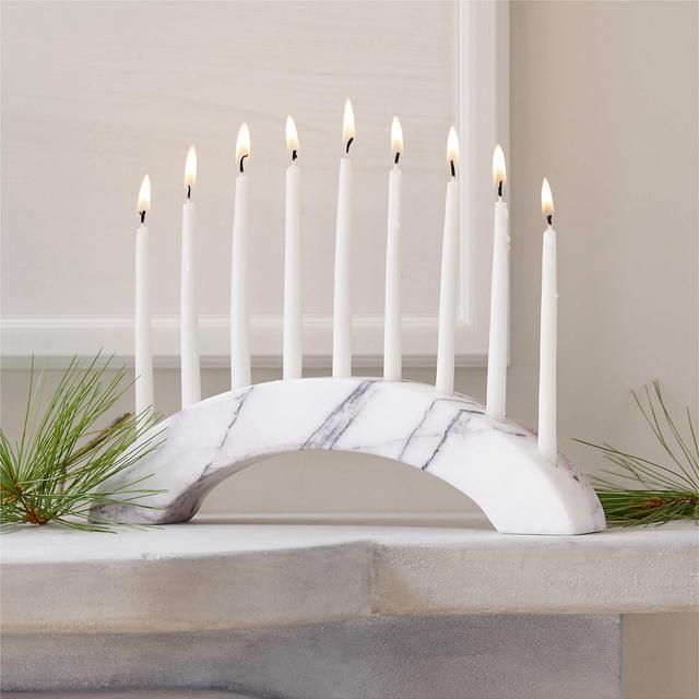 White Marble Menorah Candle Holder