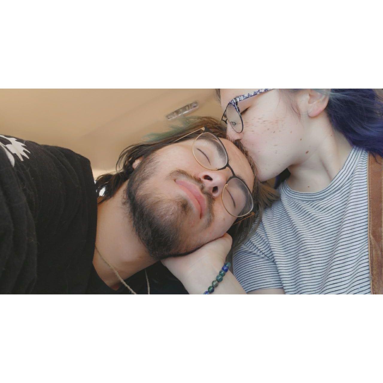 We took this picture in the car