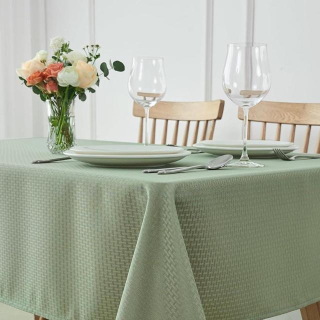 maxmill Weaved Texture Tablecloth Water Resistance Antiwrinkle Spillproof Soft Washable Table Cloth for Dining Room, Buffet Banquet Parties Holiday Dinner, Rectangular 60 x 108 Inch, Sage Green