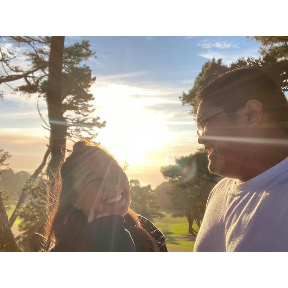 Our date catching sunsets in the city