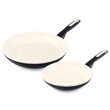 GreenPan CC002636-001 Rio Ceramic Frying Pan, 2pk Frypan, Black