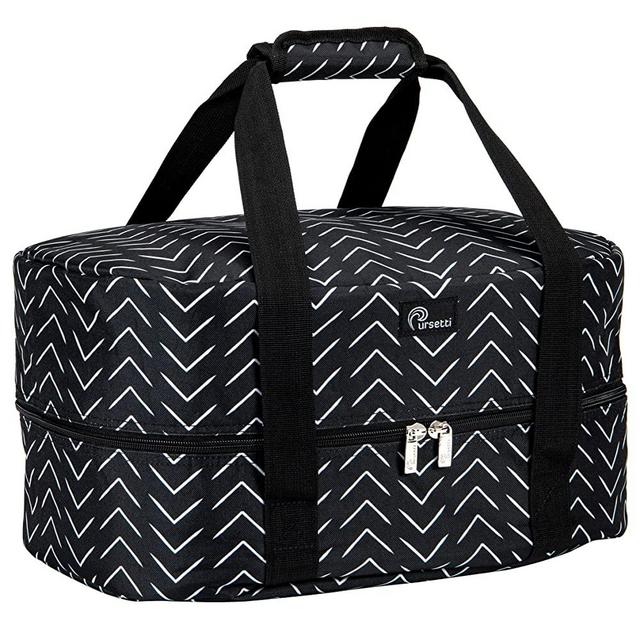 Slow Cooker Bag for Carrying Oval and Round-Shaped Crockpots, Multi Cookers, Rice & Pressure Cookers up to 6 Quarts to Transport Hot Food with Ease and in Style (Hatch Mark)