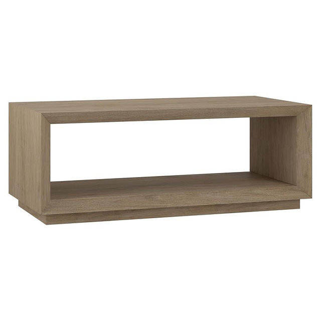 Henn&Hart 48" Rectangular Coffee Table with Open Storage Shelf for Living Room, Family Room, or Office, Weathered Gray