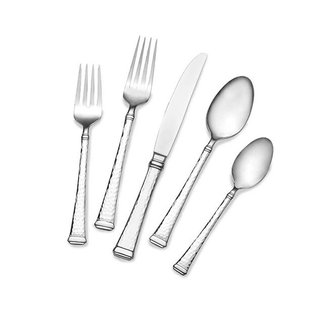 Mikasa 5186962 Hammered Harmony 20-Piece 18/10 Stainless Steel Flatware Set, Service for 4