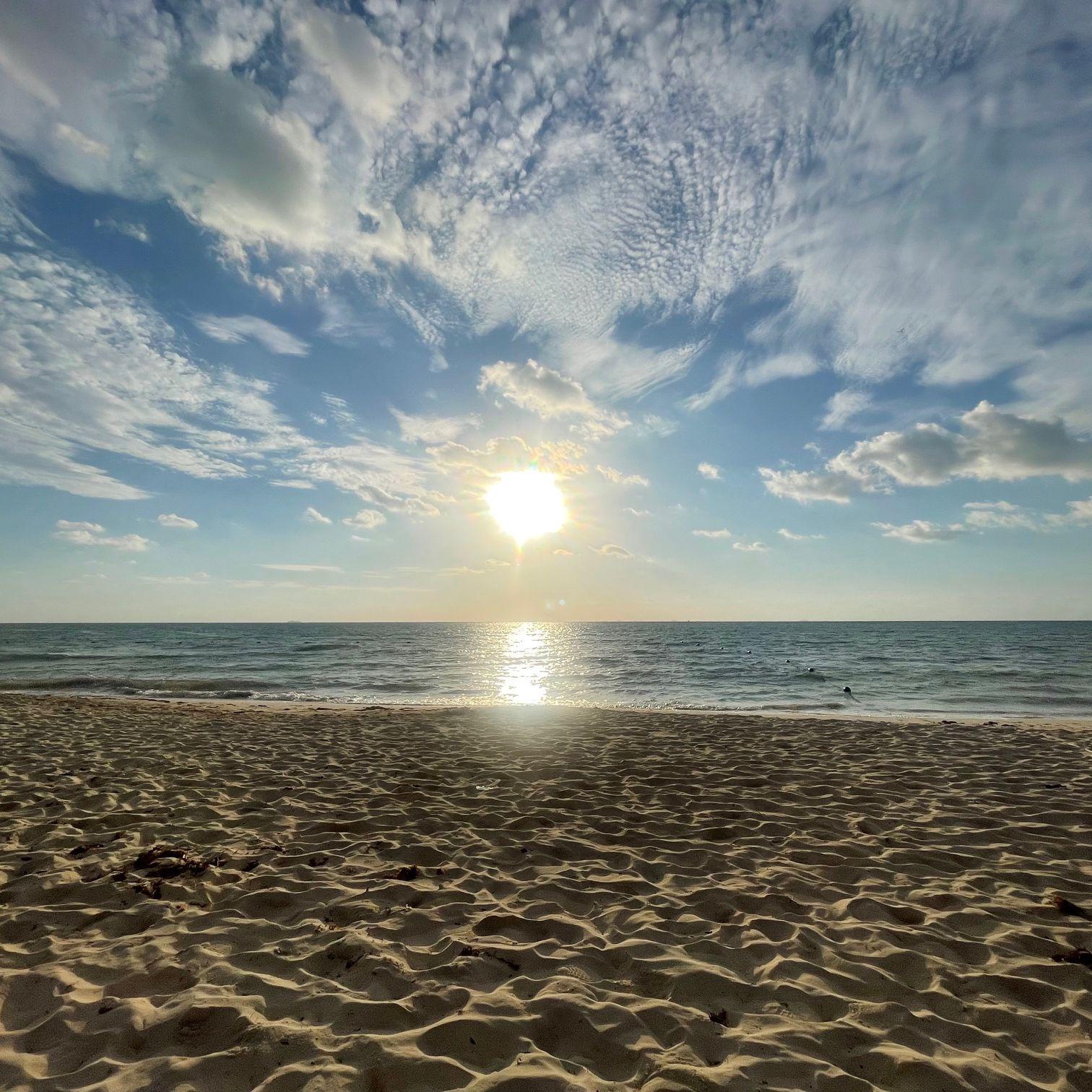 Ringing in the new year, our wedding year, with the first sunrise of 2026 - Cancun