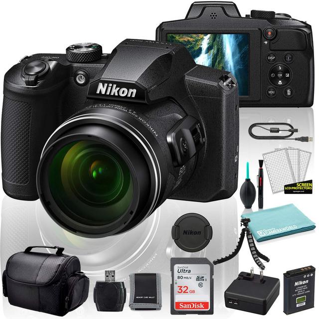 Nikon COOLPIX B600 Digital Camera (Black) (26528) USA Model + SanDisk 32GB Ultra Memory Card + Memory Card Wallet + Deluxe Soft Bag + 12 Inch Flexible Tripod + Deluxe Cleaning Set + USB Card Reader