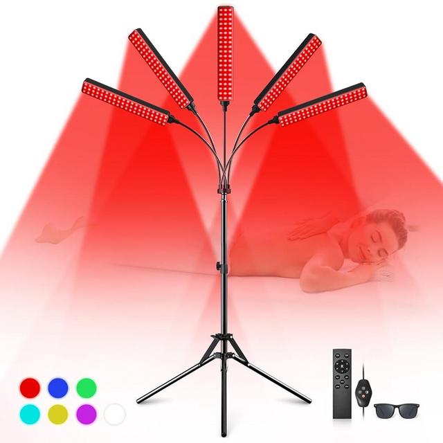 Red Light Therapy for Face Body, 5 Heads Red Infrared Light Therapy Device, 7Colors Full Body Red Light Therapy Devices, 660nm and 850nm Near Infrared for Face,Muscle,Body,Skin