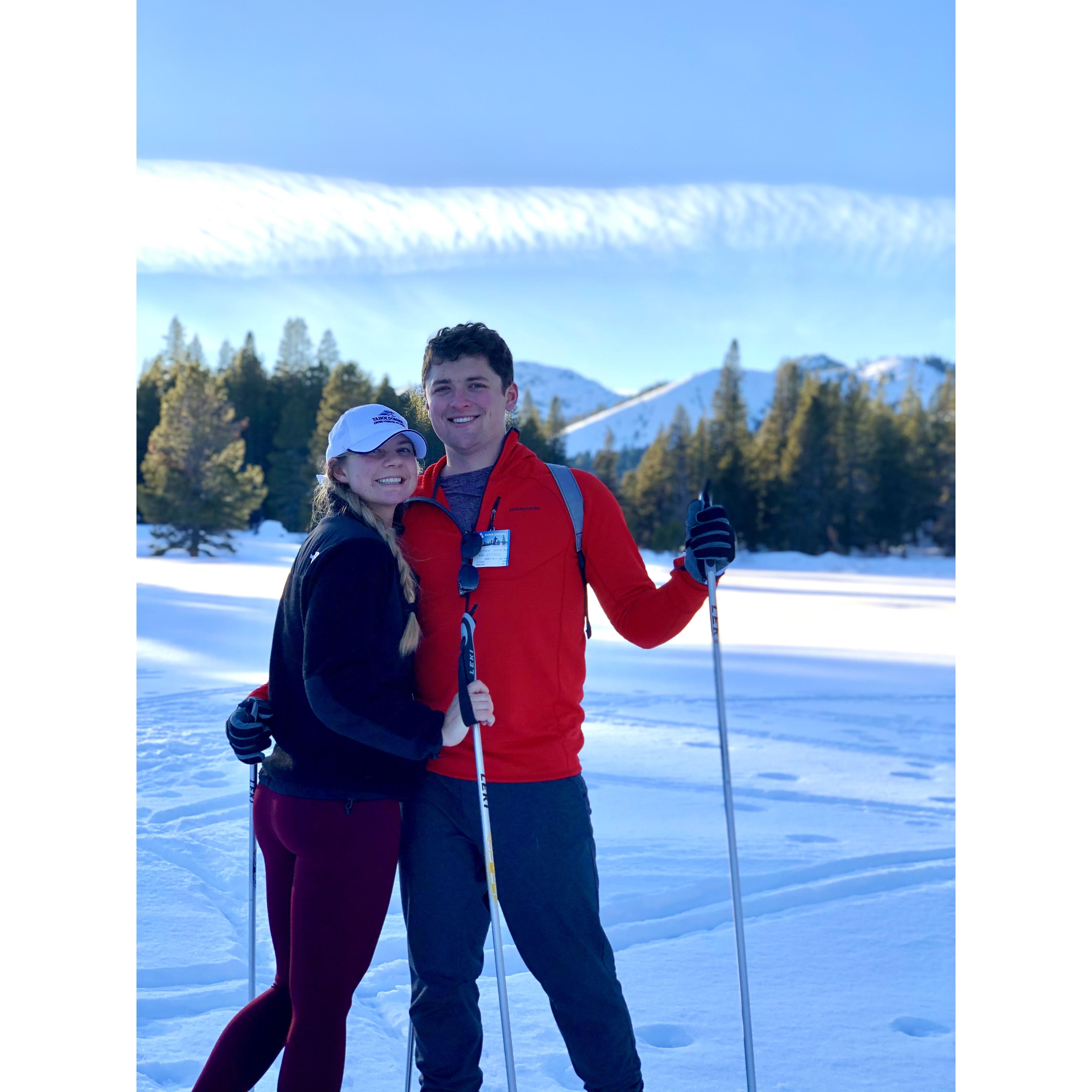Brian introduced Caitlin to cross-country skiing in Tahoe Donner. Now she beats him up every hill!