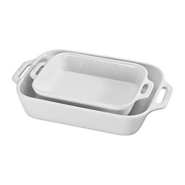 Staub 40508-626 Ceramics Rectangular Baking Dish Set, 2-piece, White