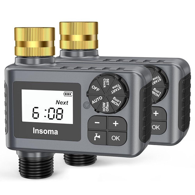 2-Packs Water Timer for Outdoor Garden Hose, Hose Timer with Rain Delay/Manual Mode, Automatic Drip Irrigation Controller System for Lawn Yard Garden Watering