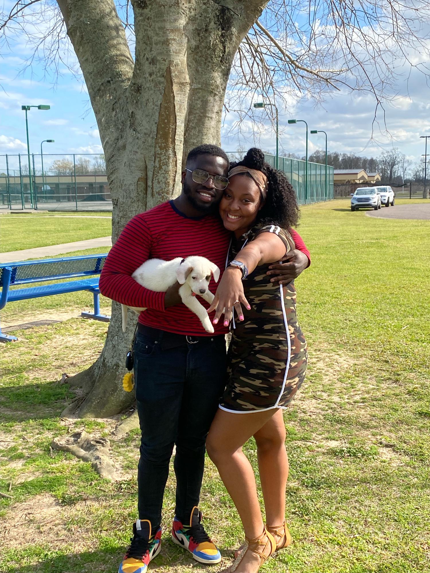 The day we got engaged and got Akamaru!