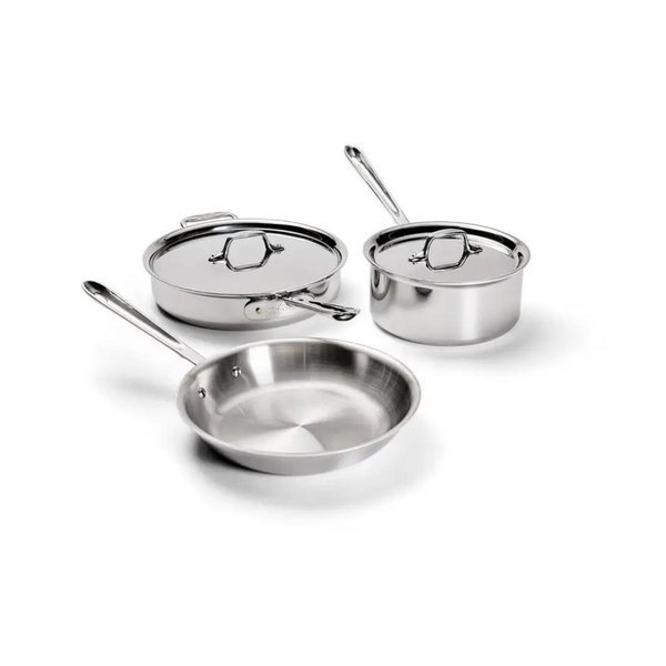 D3 Stainless Everyday 3-Ply Bonded Cookware; 5 Piece Essential Set