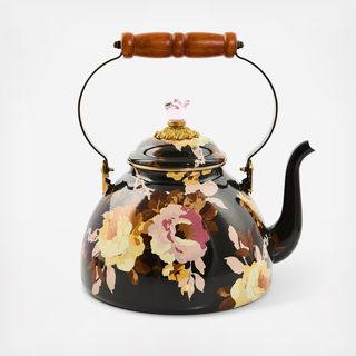 Wild Rose Brown Stainless Steel Tea Kettle