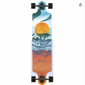 Retrospec Tidal Drop Down Longboard - 41" Extra Wide Stable Deck, 9-Ply Canadian Maple, ABEC-9 Bearings, 85A PU Wheels, Reverse Kingpin Trucks for Cruising & Downhill