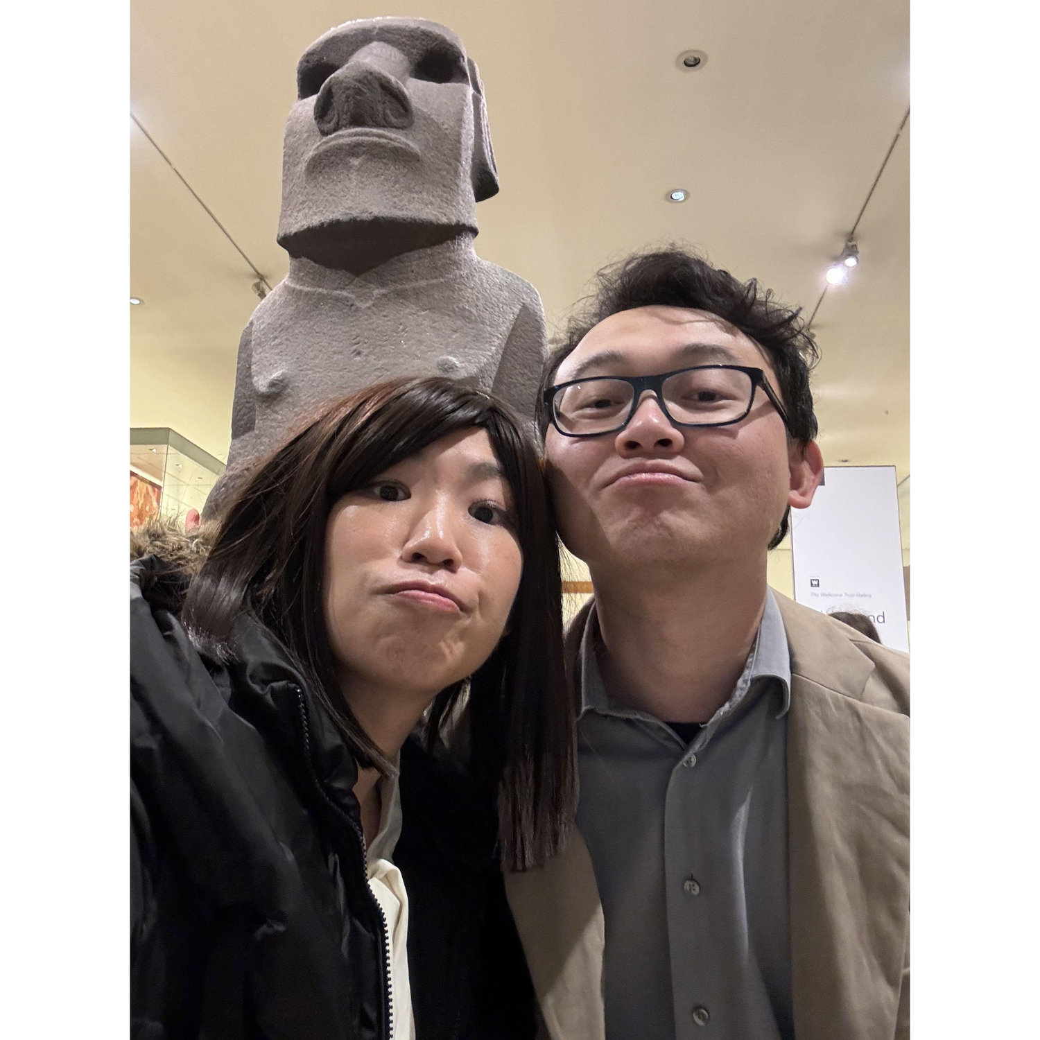 Chiseling out memories! We put our best Moai face forward for a memorable snapshot at the British Museum.