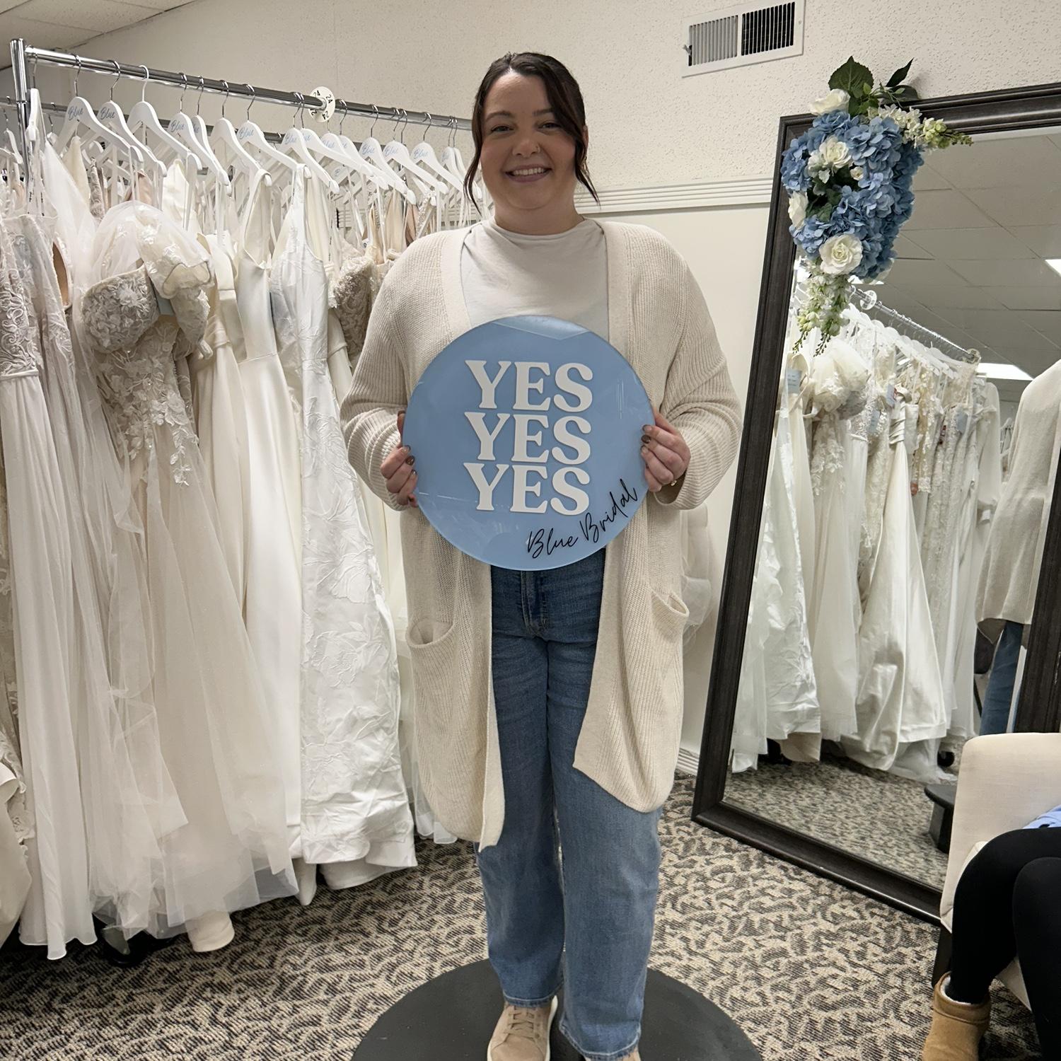 She said YES to the Dress at Blue Bridal in The Reading Bridal District! 🩵