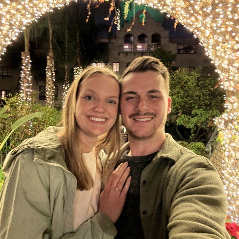 Dinner after he proposed!