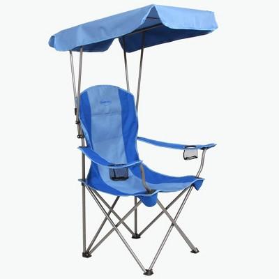 Kamp-Rite Outdoor Camping Beach Patio Sports Folding Chair w/ Shade Canopy, Blue