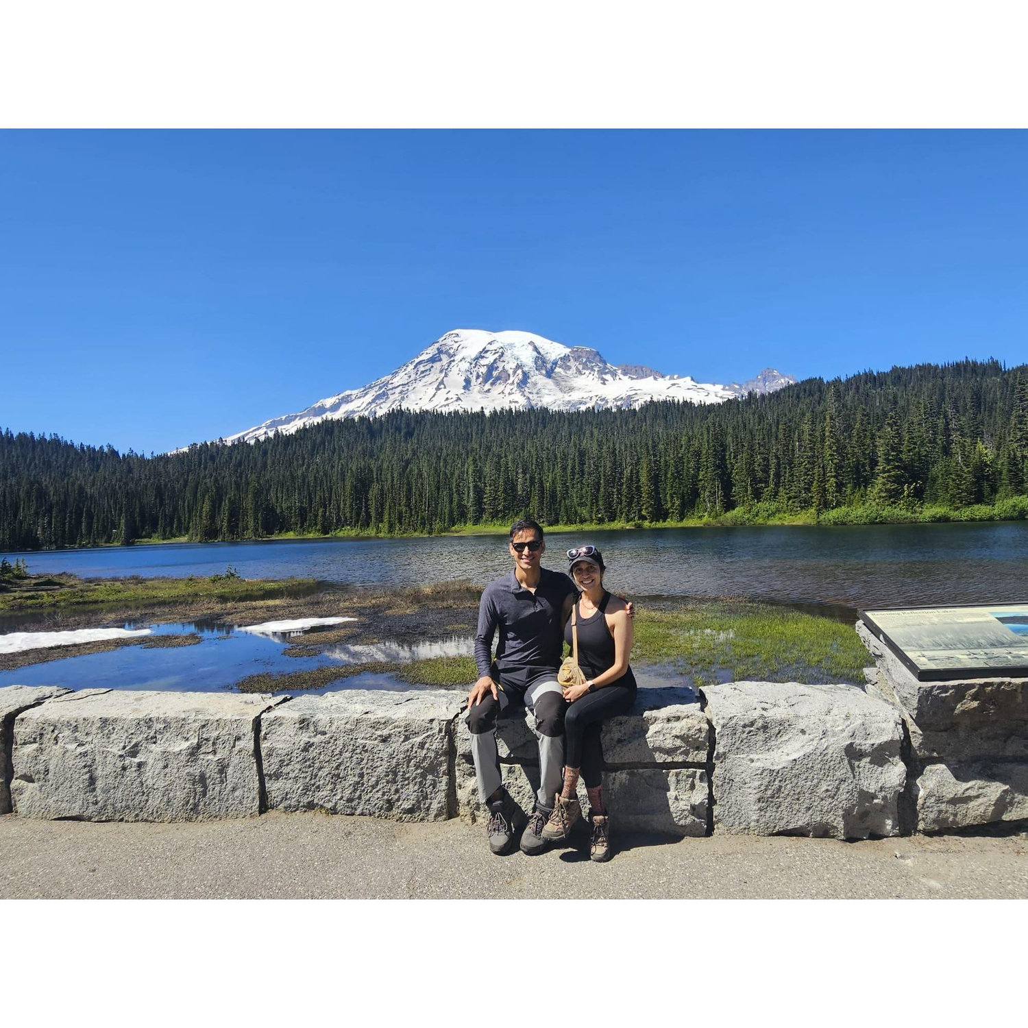 Maya and Sabuj at the base of Mt Rainier