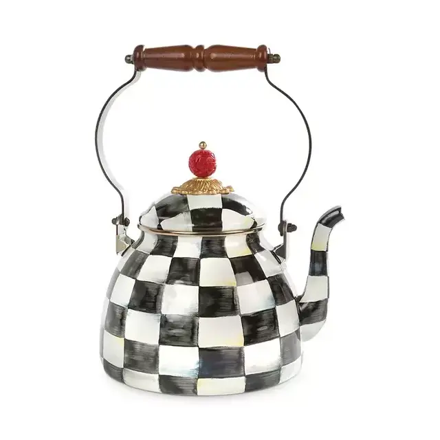 Mackenzie Childs 2-Qt. Courtly Check Enamel Tea Kettle