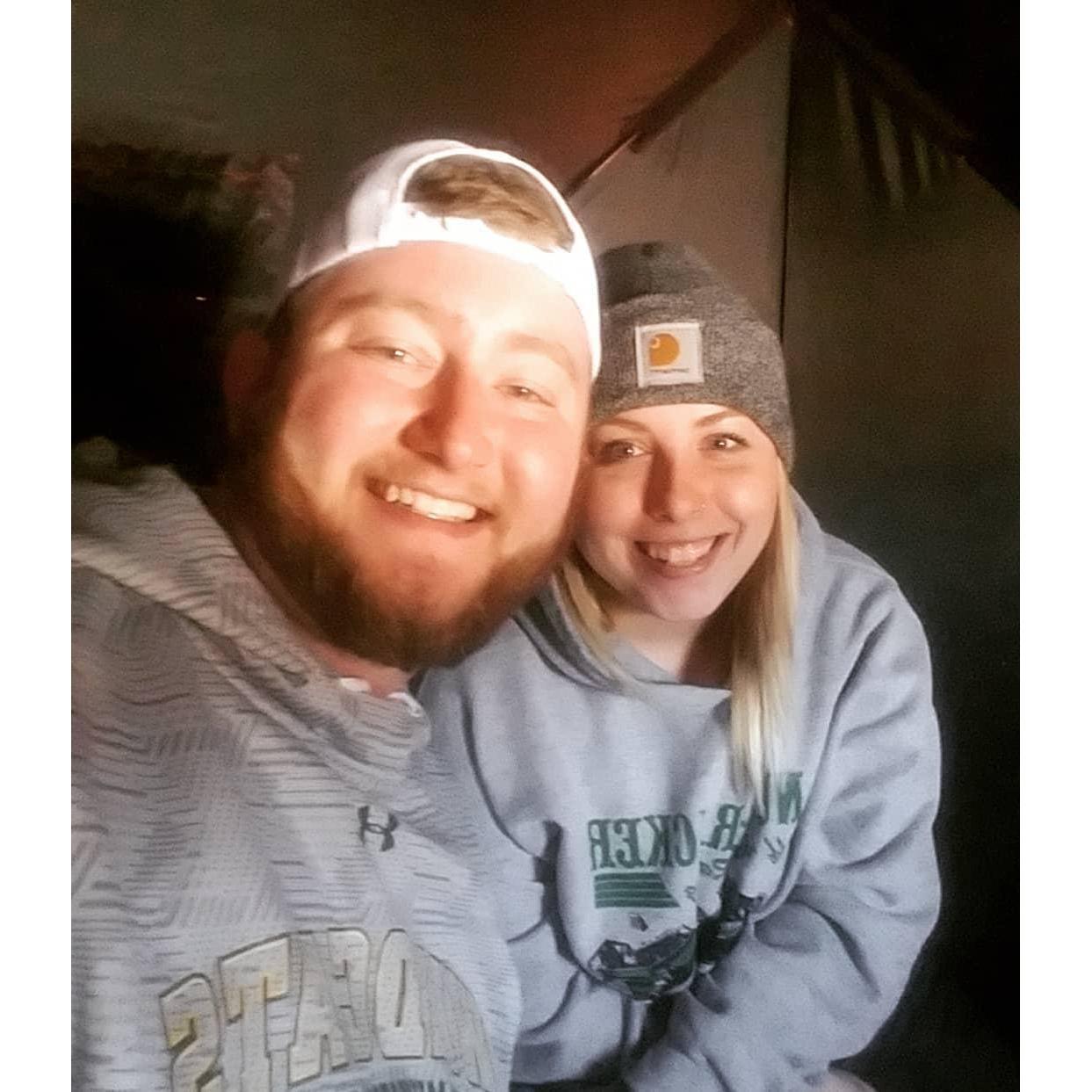We spent our first Valentine's day together ice fishing!