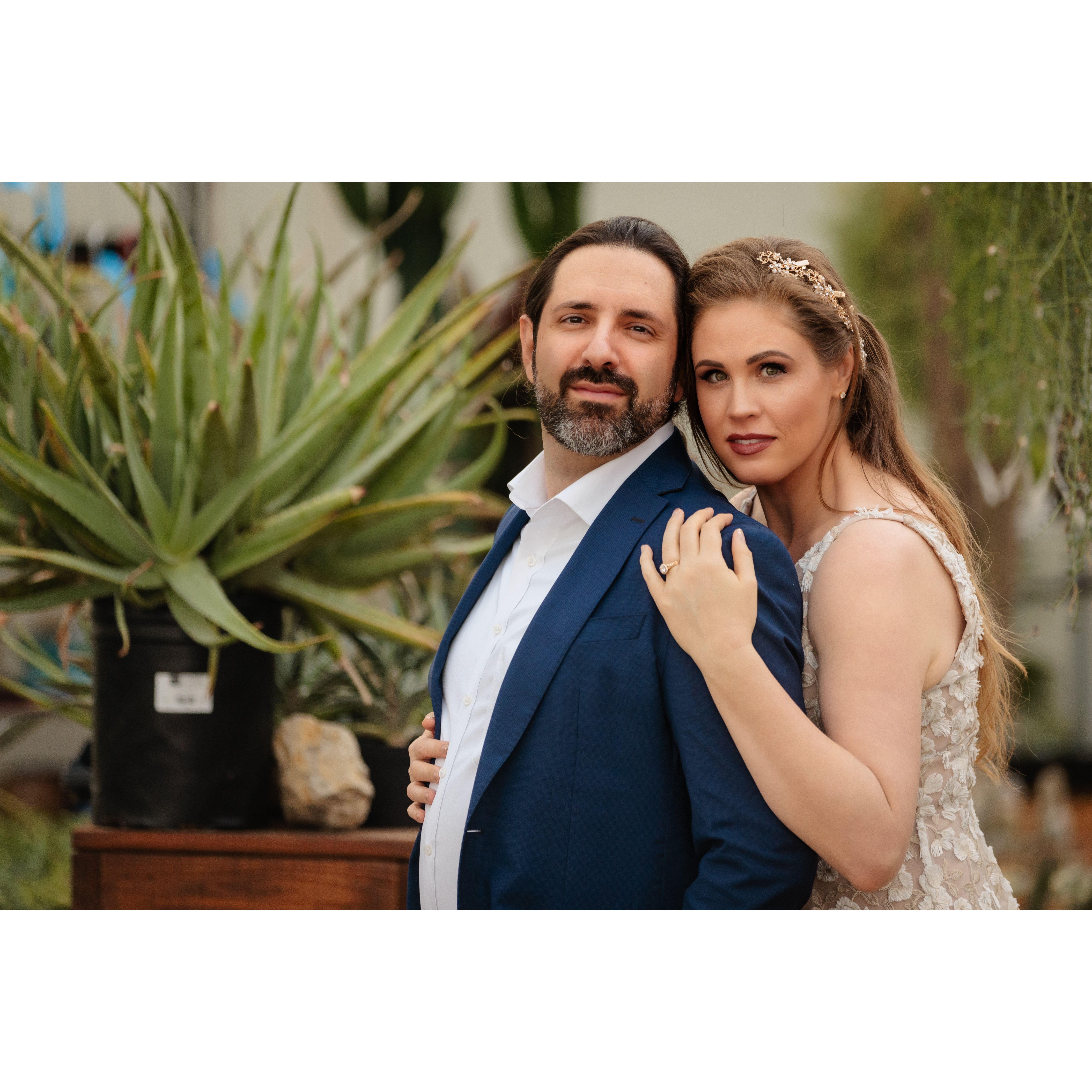 Engagement photoshoot at a local greenhouse