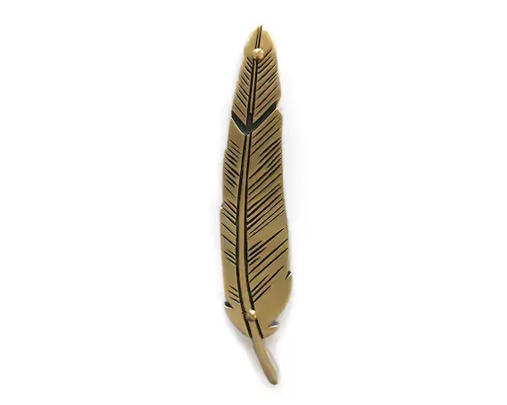 Brass feather mezuzah