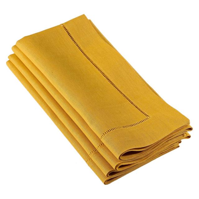 Hemstitched Dinner Napkins Mustard (Set of 4)