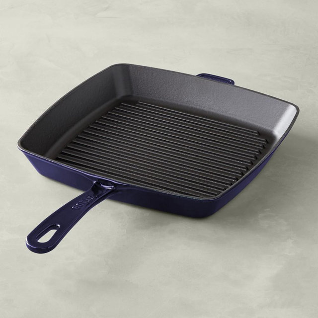 Staub Enameled Cast Iron Grill Pan, 12", Sapphire