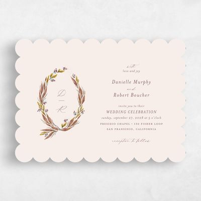 Beige Scalloped Wedding Invitation - Heath Landscape