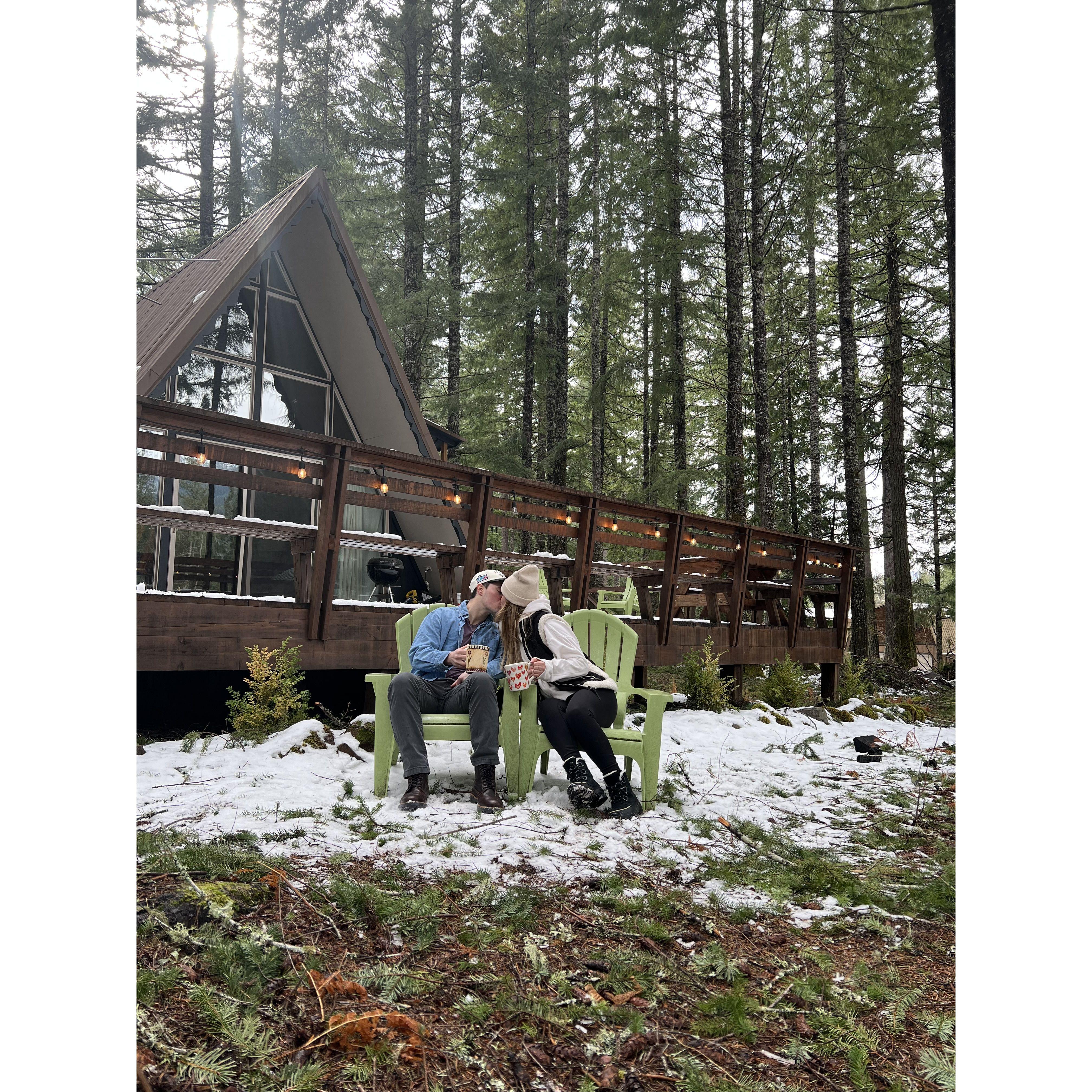 March 2023 We celebrated 4 years together in a cute little A-Frame