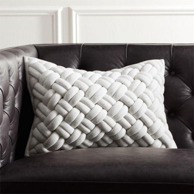 18"x12" Jersey Ivory Interknit Pillow with Down-Alternative Insert