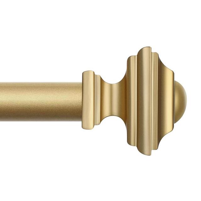 JRZOO Gold Curtain Rods 28 to 48 Inches(2.3-4 Feet),Decorative 3/4 Inch Diameter Drapery Rods,With Square Finials,Size:18''-45'',Brass Gold