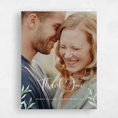 White Country Wedding Thank You - Saranac Portrait