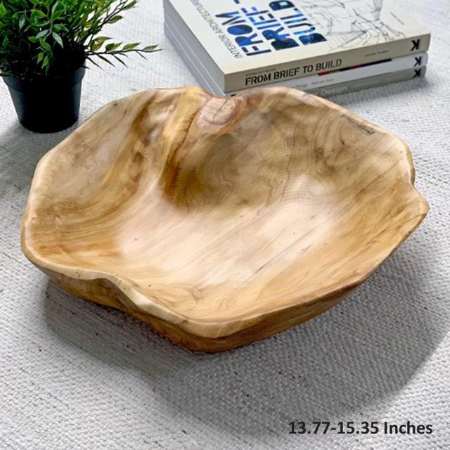 Handmade Natural Root Wooden Bowl Storage Crafts Fruit Salad Serving Bowls (7.87-9.45 Inches and 13.77-15.35 Inches) Housewarming gift