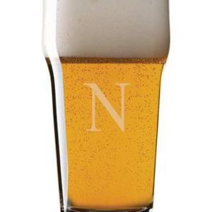 Lenox Tuscany Monogram Barware Pint Beer Glasses, Set of 4, Block Letters
