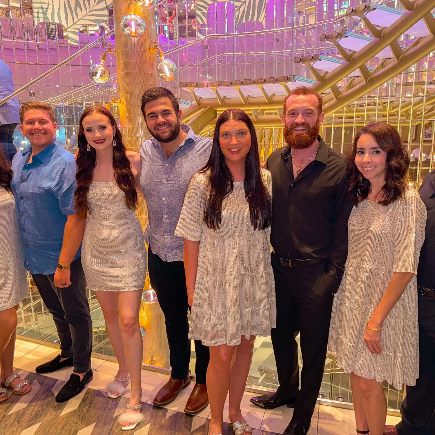 Formal night during our bachelor/bachelorette cruise with our wedding party.