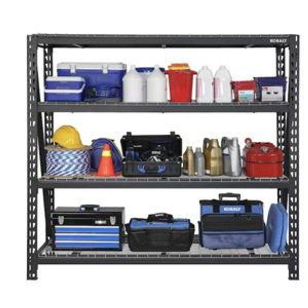 Kobalt Bolted Steel Heavy Duty 4-Tier Utility Shelving Unit (77-in W x 24-in D x 72-in H), Black, (1500-lb Capacity Per Shelf)
