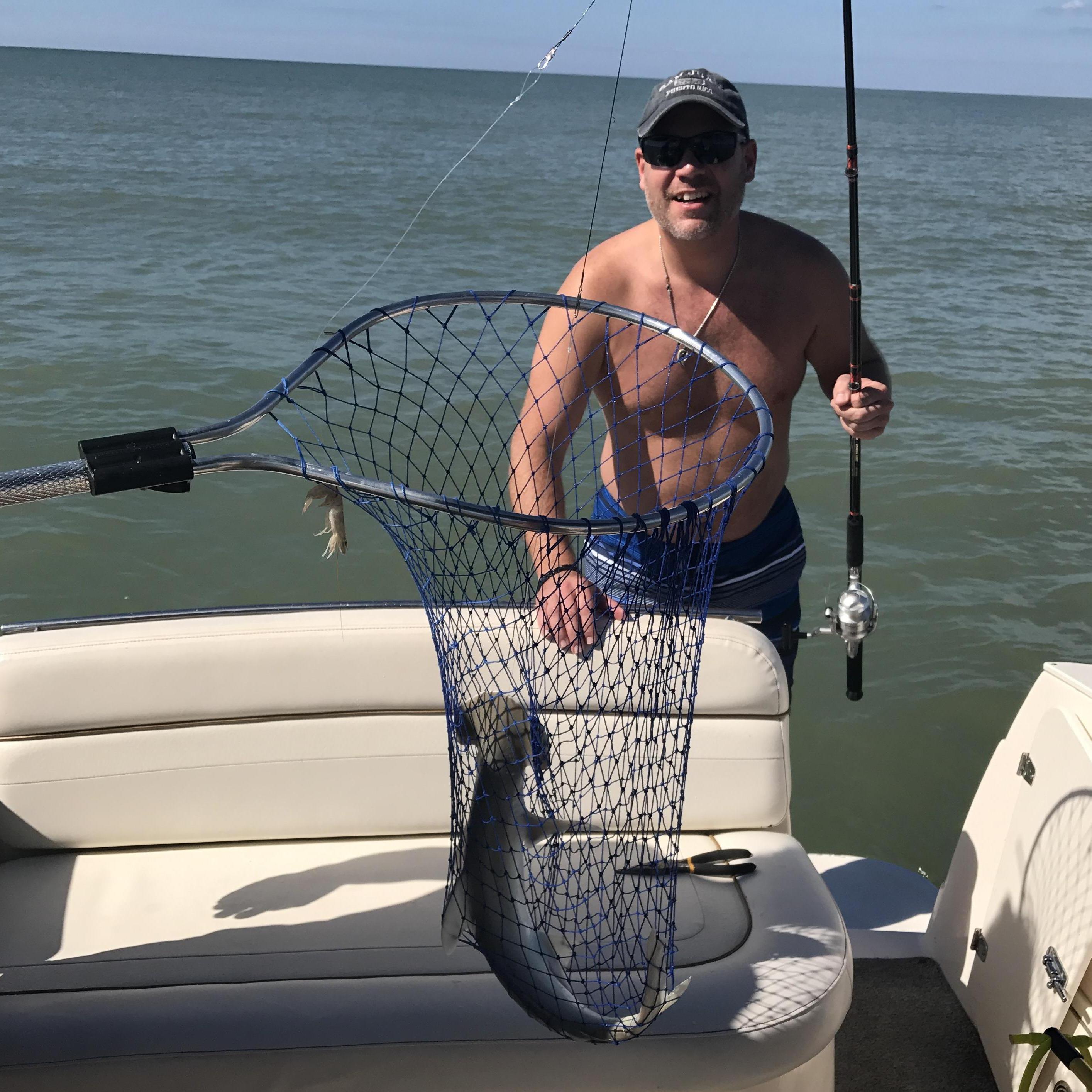 Gary catching sharks to keep me safe...eek!