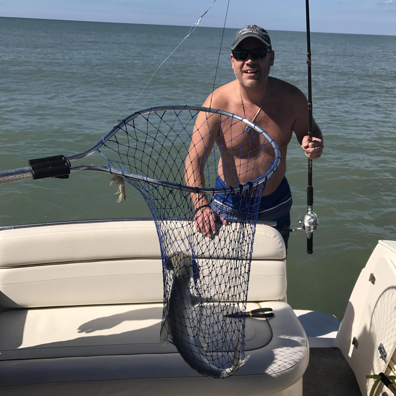 Gary catching sharks to keep me safe...eek!