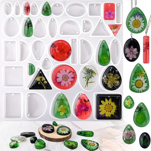 Resin Jewelry Molds, Jewelry Molds for Resin Casting, Silicone Molds for Epoxy Resin, Jewelry Molds Pendant Mold for DIY Gem Cabochon Pendant, Earring, Necklace Jewelry Making