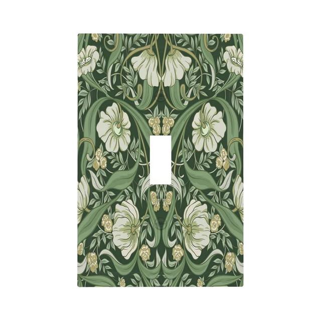 William Morris Light Switch Covers 1 Toggle Vintage Green Floral Single Toggle Wall Plate Decorative Switchcover Electrical Switchplate For Country Bathroom Bedroom