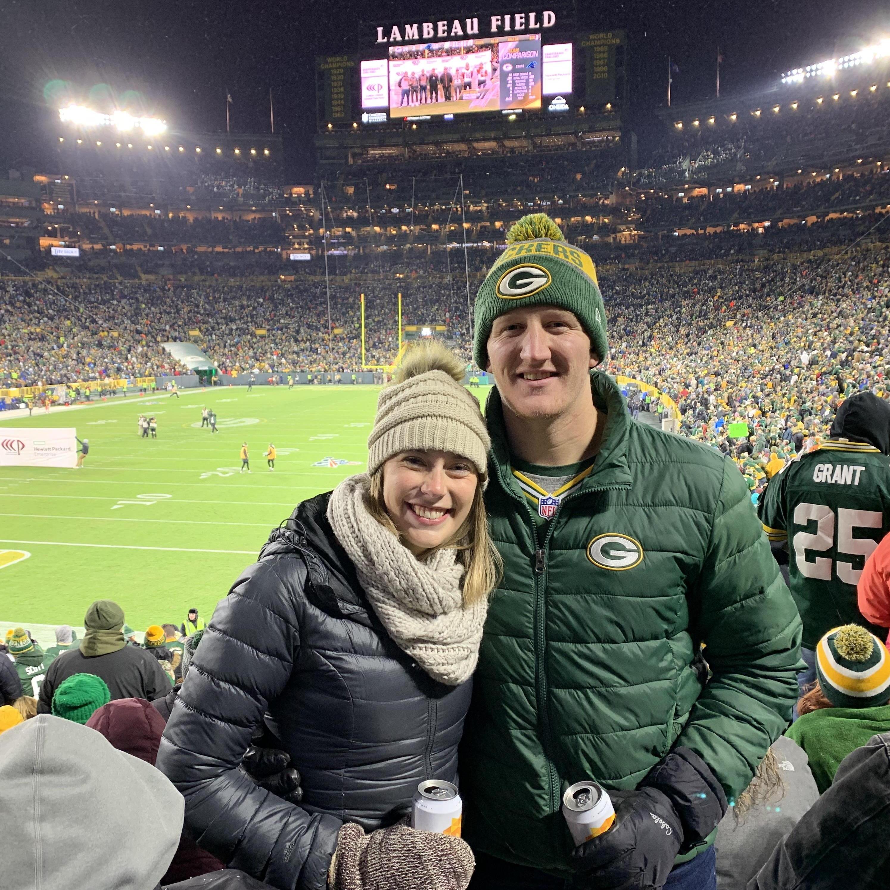Mariah's first Packer game - don't worry she is still a Vikings fan!