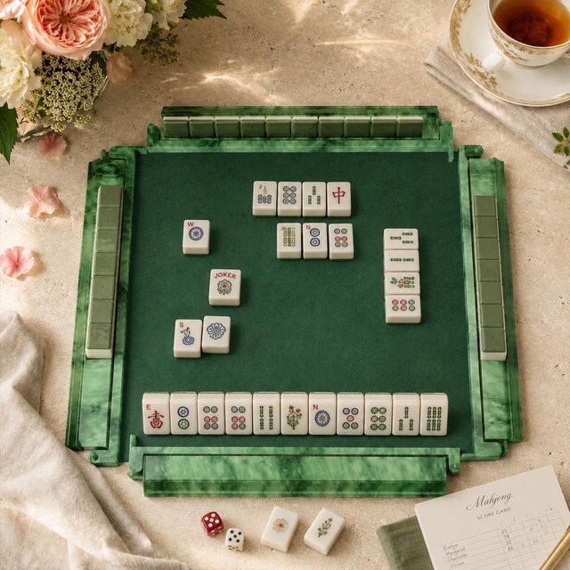 Jade Green Mahjong Rail Set, Acrylic American Mahjong Rack, Wedding Weekend Game Table Gift for Bridal Party