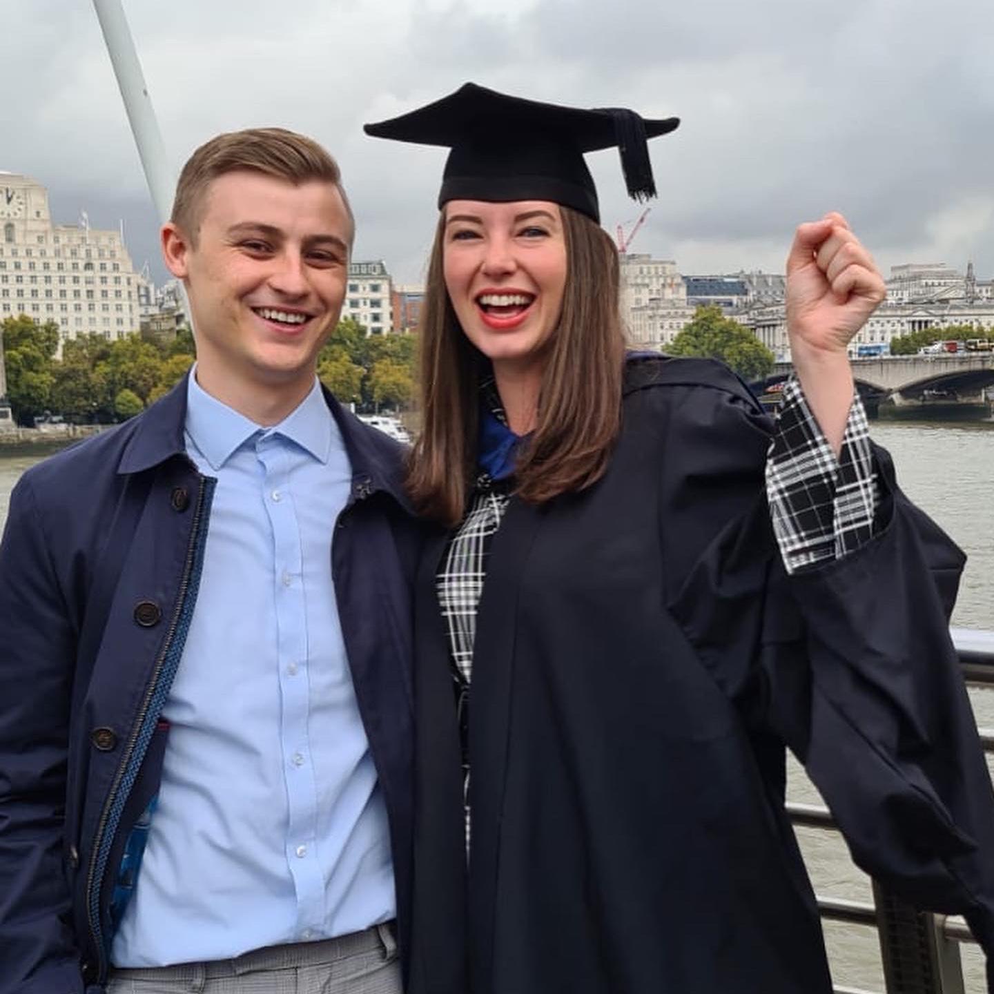 Catie's Master's degree graduation in London