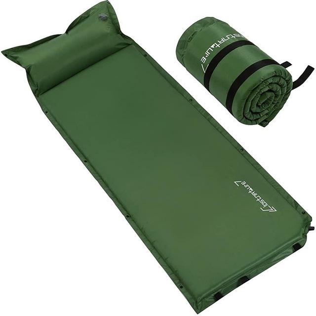 Self Inflating Sleeping Pad for Camping - 1.5/2/3 inch Camping Pad, Lightweight Inflatable Camping Mattress Pad, Insulated Foam Sleeping Mat for Backpacking, Tent, Hammock (2"/Olive/Rectangular)